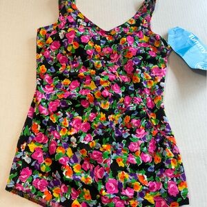 Vintage Floral Multicolor Swimsuit